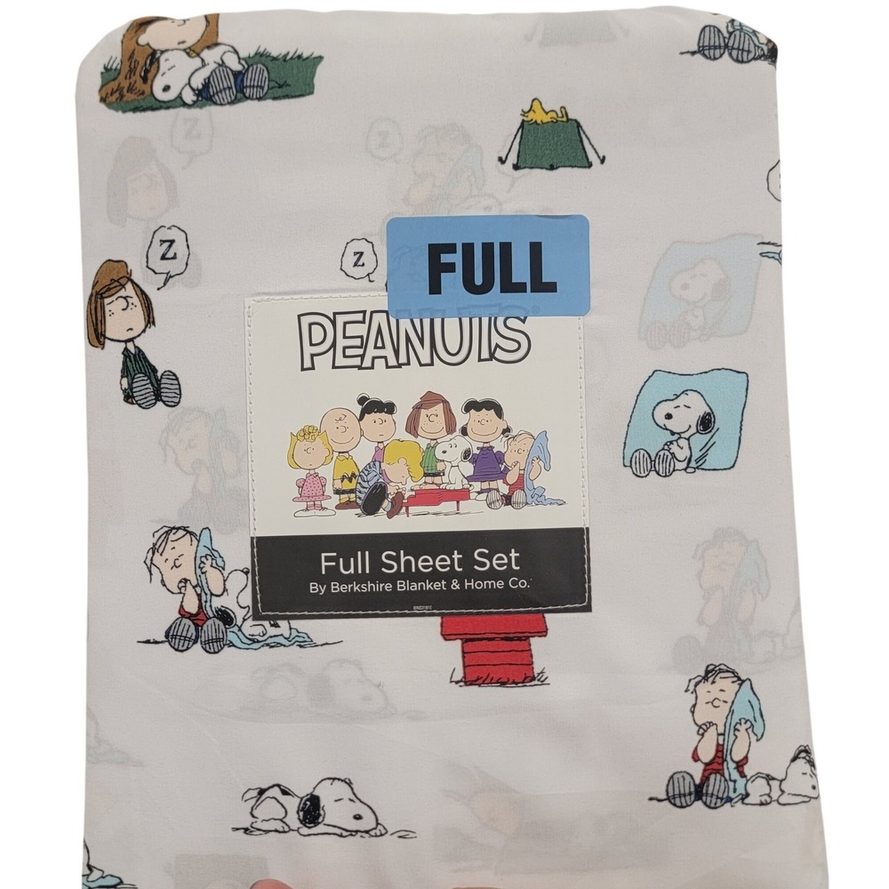 Berkshire Peanuts Snoopy‎ Charlie Brown Woodstock AOP Full Sheet Set 4pc New